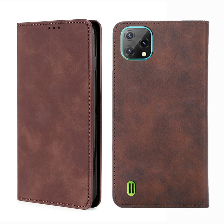 For Blackview A55 Skin Feel Magnetic Horizontal Flip Leather Phone Case(Dark Brown) - More Brand by PMC Jewellery | Online Shopping South Africa | PMC Jewellery | Buy Now Pay Later Mobicred