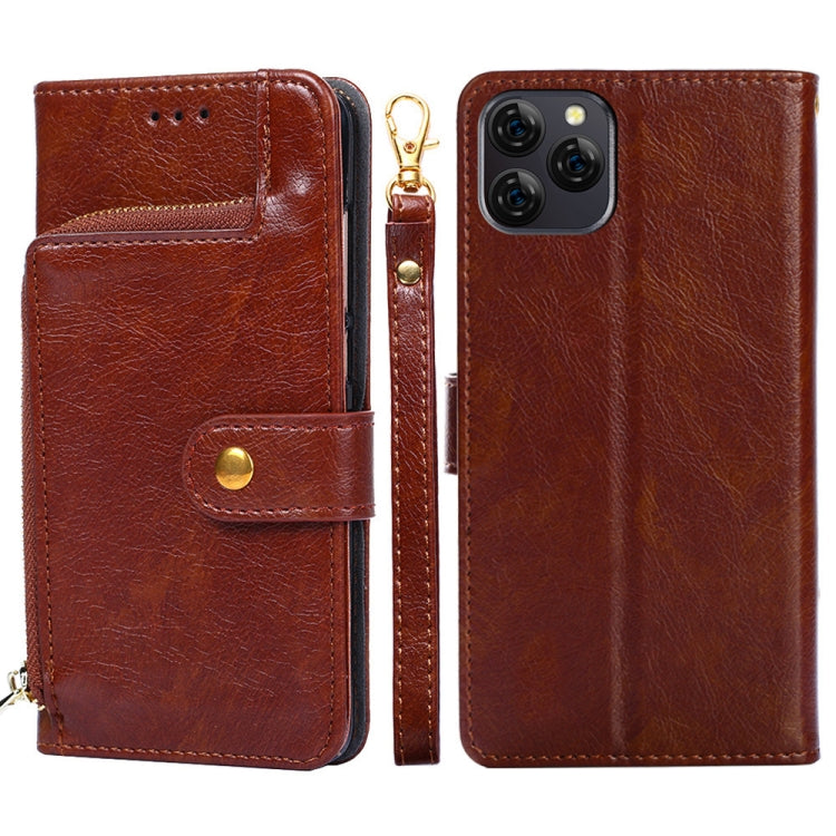For Blackview A95 Zipper Bag Leather Phone Case(Brown) - More Brand by PMC Jewellery | Online Shopping South Africa | PMC Jewellery | Buy Now Pay Later Mobicred