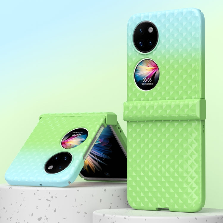For Huawei P50 Pocket Rainbow Gradient Hinge Shockproof Phone Case(Green Blue) - Huawei Cases by PMC TechLife | Online Shopping South Africa | PMC TechLife | Buy Now Pay Later Mobicred