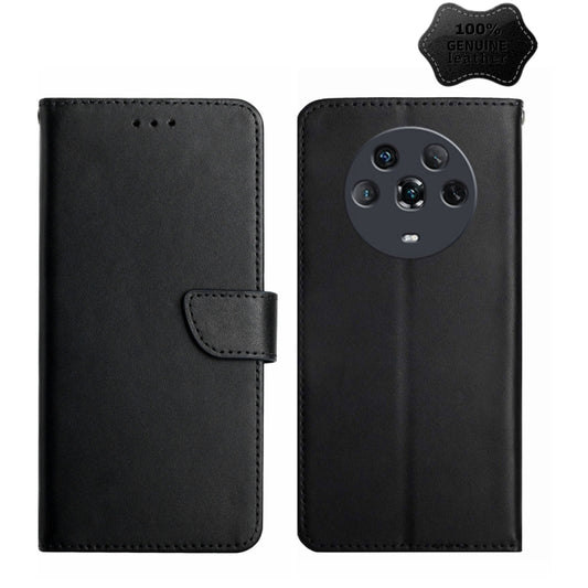 For Honor Magic4 Genuine Leather Fingerprint-proof Horizontal Flip Phone Case(Black) - Honor Cases by PMC Jewellery | Online Shopping South Africa | PMC Jewellery | Buy Now Pay Later Mobicred