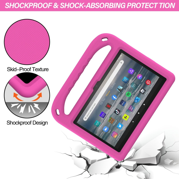 For Amazon Fire 7 2022 Handle EVA Shockproof Tablet Case with Triangle Holder(Rose Red) - Amazon by PMC TechLife | Online Shopping South Africa | PMC TechLife | Buy Now Pay Later Mobicred