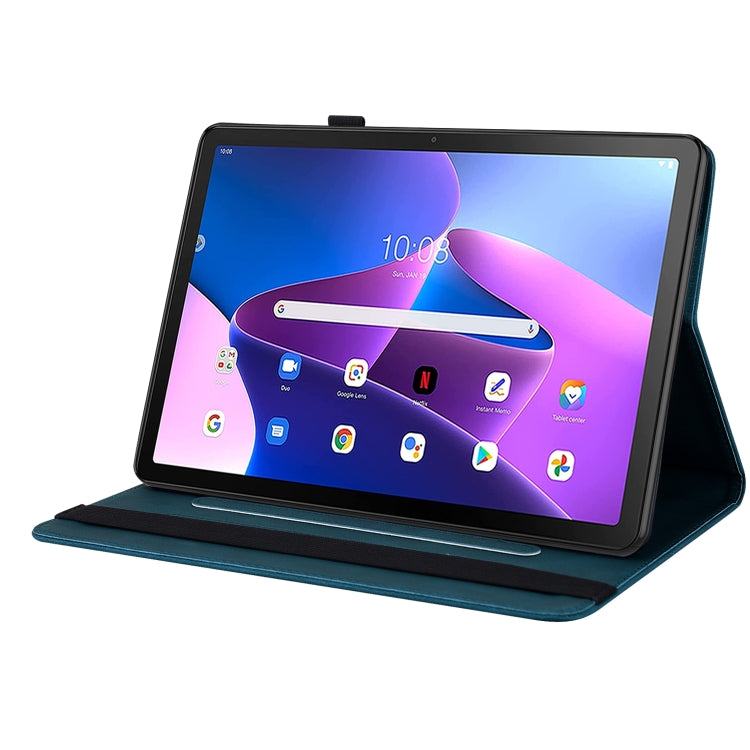 For Lenovo Tab M10 10.1 3rd Gen Butterfly Flower Embossed Leather Tablet Case(Blue) - Lenovo by PMC TechLife | Online Shopping South Africa | PMC TechLife | Buy Now Pay Later Mobicred