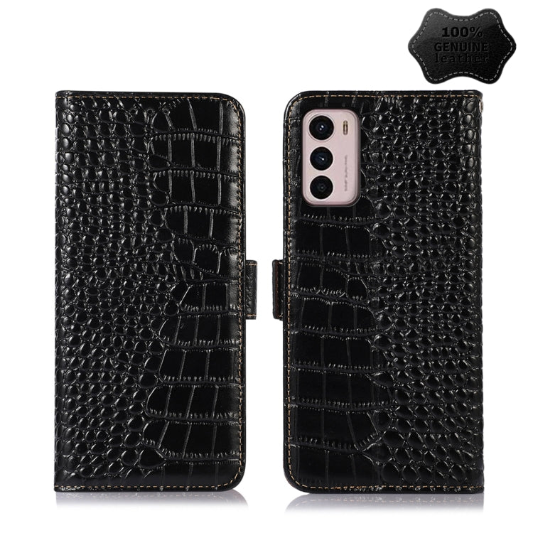 For Motorola Moto G42 Crocodile Top Layer Cowhide Leather Phone Case(Black) - Motorola Cases by PMC TechLife | Online Shopping South Africa | PMC TechLife | Buy Now Pay Later Mobicred