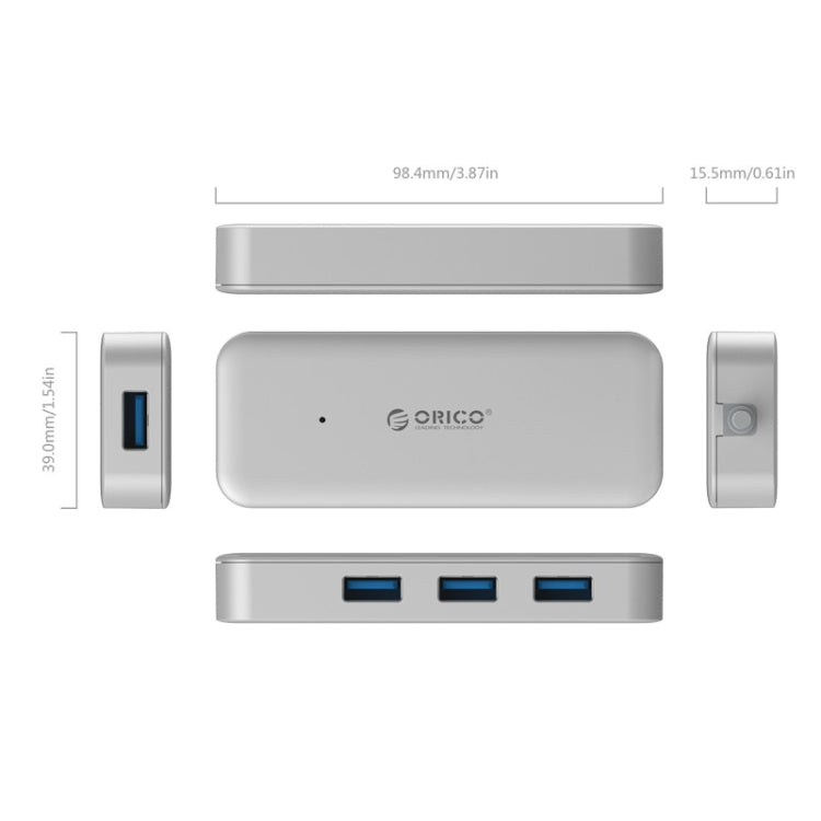 ORICO TC4U-U3 Type-C to USB 3.0 4-Port USB 3.0 Expansion HUB(Silver) - USB HUB by ORICO | Online Shopping South Africa | PMC Jewellery | Buy Now Pay Later Mobicred