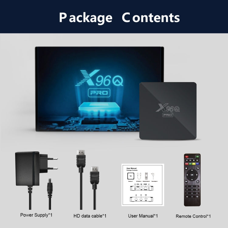 X96Q PRO 4K Smart TV BOX Android 10.0 Media Player, Allwinner H313 Quad Core ARM Cortex A53, RAM: 1GB, ROM: 8GB, Plug Type:EU Plug - Others by PMC Jewellery | Online Shopping South Africa | PMC Jewellery | Buy Now Pay Later Mobicred