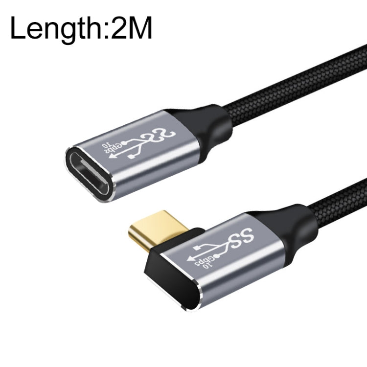 2m 10Gbps USB-C / Type-C Female to Male Elbow Charging Data Transmission Extension Cable - Cable & Adapters by PMC TechLife | Online Shopping South Africa | PMC TechLife | Buy Now Pay Later Mobicred
