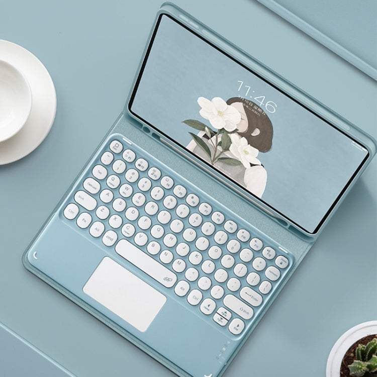 Round Cap Bluetooth Keyboard Leather Case with Pen Slot & Touchpad For Samsung Galaxy Tab S7(Green) - Samsung Keyboard by PMC TechLife | Online Shopping South Africa | PMC TechLife