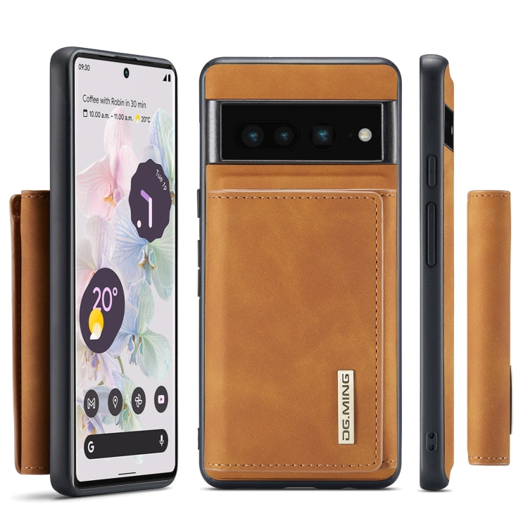 For Google Pixel 7 Pro 5G DG.MING M1 Series 3-Fold Multi Card Wallet + Magnetic Phone Case(Brown) - free shipping - PMC TechLife - Order now!