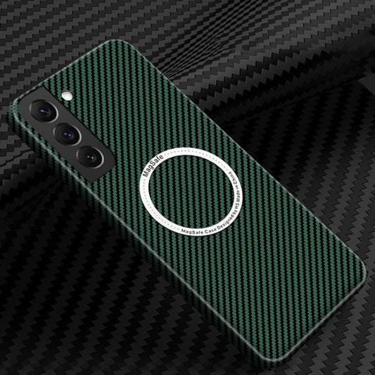 For Samsung Galaxy S22 5G Carbon Fiber Texture MagSafe Magnetic Phone Case(Green) - Galaxy S22 5G Cases by PMC Jewellery | Online Shopping South Africa | PMC Jewellery