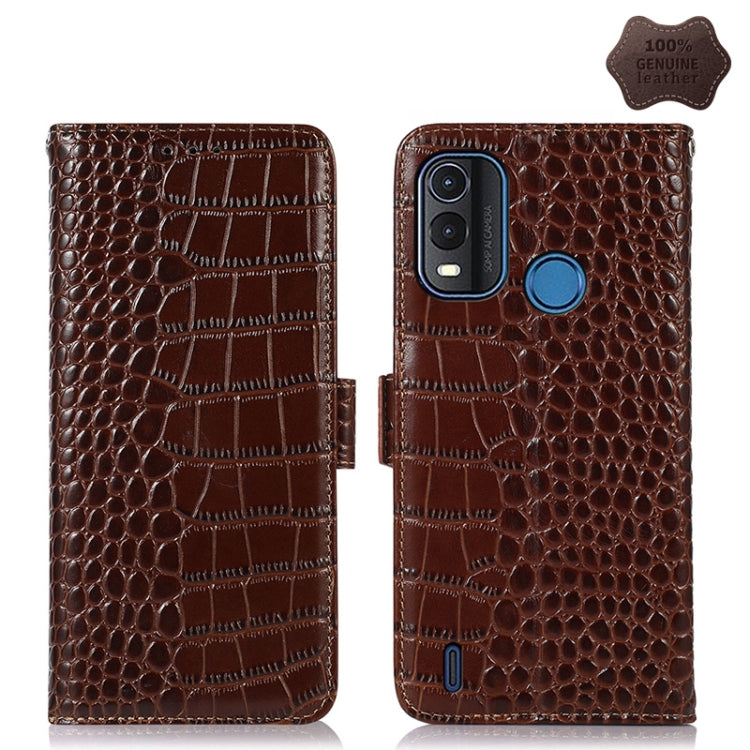 For Nokia G11 Plus Crocodile Top Layer Cowhide Leather Phone Case(Brown) - Nokia Cases by PMC TechLife | Online Shopping South Africa | PMC TechLife | Buy Now Pay Later Mobicred