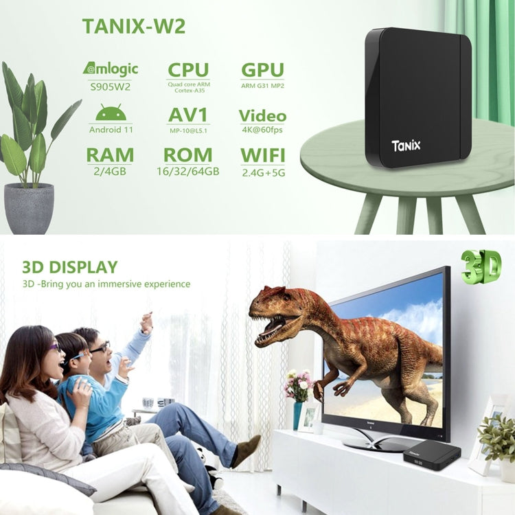 Tanix W2 Amlogic S905 Quad Core Smart TV Set Top Box, RAM:4G+64G With Dual Wifi/BT(EU Plug) - Amlogic S905 by PMC Jewellery | Online Shopping South Africa | PMC Jewellery | Buy Now Pay Later Mobicred