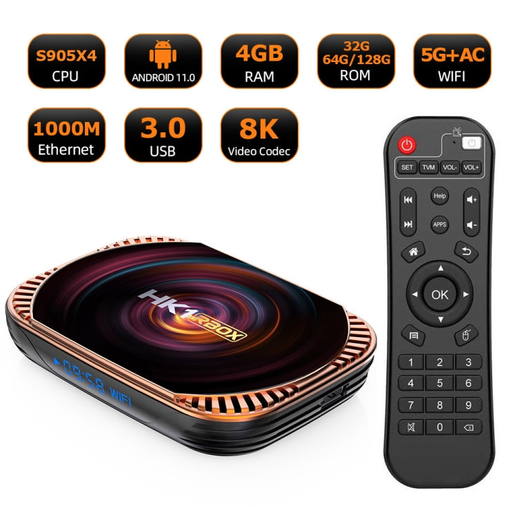 MECOOL HK1RBOX X4 4K TV Box, Android 11 Amlogic S905X4 CPU with RC 4GB+32GB(US Plug) - Amlogic S905 by MECOOL | Online Shopping South Africa | PMC Jewellery | Buy Now Pay Later Mobicred