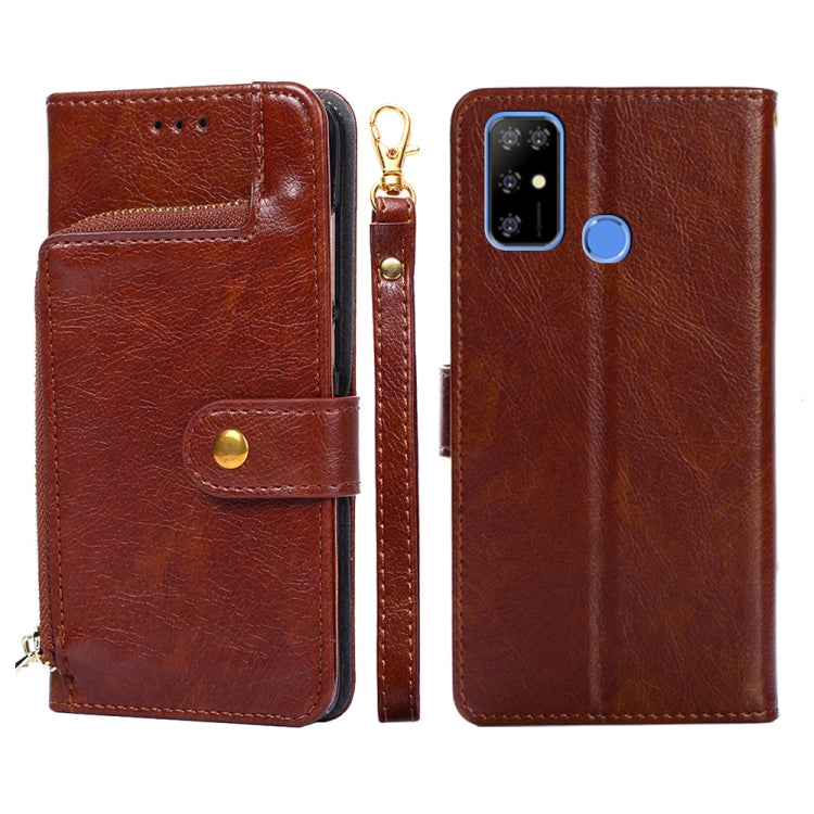 For DOOGEE X96 Pro Zipper Bag Leather Phone Case(Brown) - More Brand by PMC Jewellery | Online Shopping South Africa | PMC Jewellery | Buy Now Pay Later Mobicred
