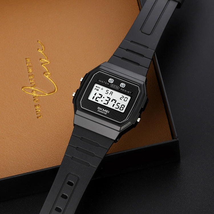 SKMEI 1952 Resin Mirror ABS Case Waterproof Electronic Watch(Black PU belt) - free shipping - PMC TechLife - Order now!