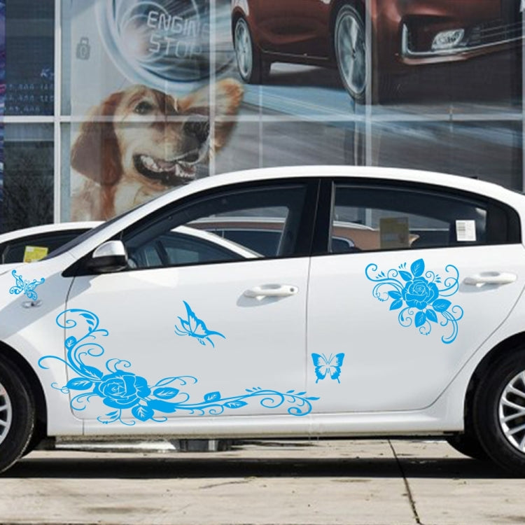 2 PCS/Set D-72 Butterfly Love Flower Pattern Car Modified Decorative Sticker(Blue) - Decorative Sticker by PMC TechLife | Online Shopping South Africa | PMC TechLife | Buy Now Pay Later Mobicred
