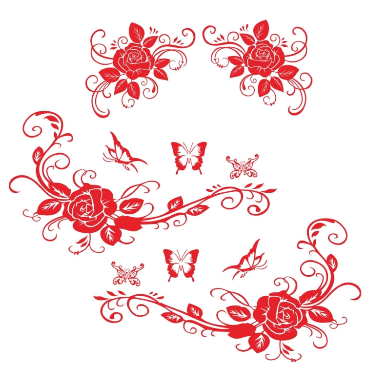 2 PCS/Set D-72 Butterfly Love Flower Pattern Car Modified Decorative Sticker(Red) - Decorative Sticker by PMC TechLife | Online Shopping South Africa | PMC TechLife | Buy Now Pay Later Mobicred