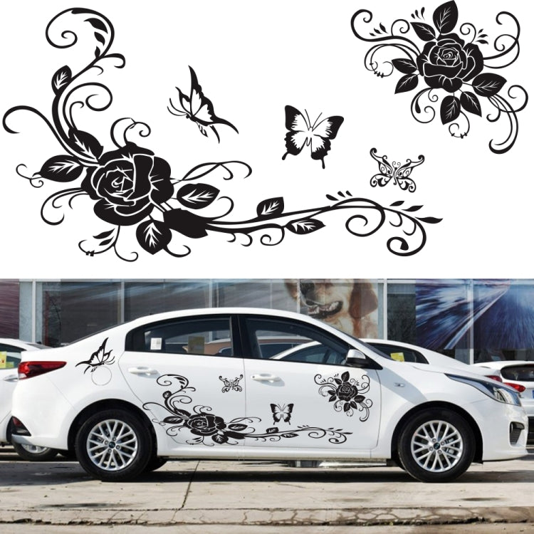 2 PCS/Set D-72 Butterfly Love Flower Pattern Car Modified Decorative Sticker(Black) - Decorative Sticker by PMC Jewellery | Online Shopping South Africa | PMC Jewellery | Buy Now Pay Later Mobicred