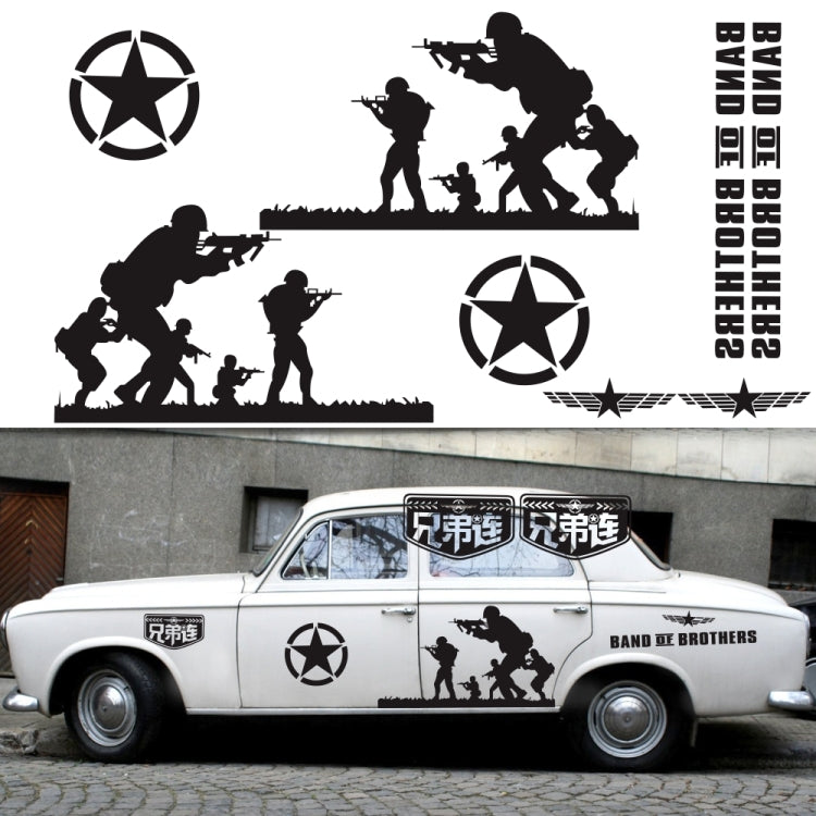 2 PCS/Set D-135 Band of Brothers Pattern Car Modified Decorative Sticker(Black) - Decorative Sticker by PMC TechLife | Online Shopping South Africa | PMC TechLife | Buy Now Pay Later Mobicred