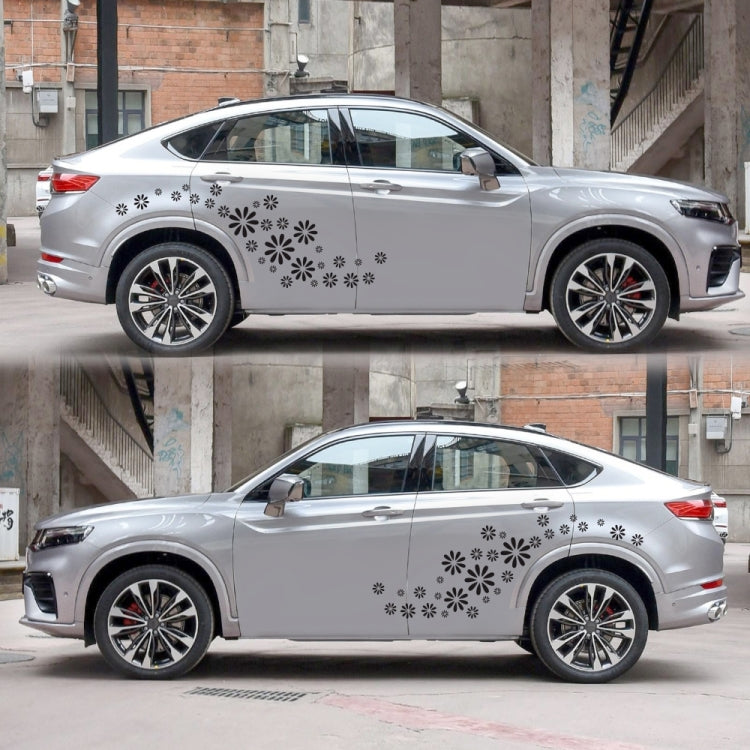 2 PCS/Set D-483 Flower Pattern Car Modified Decorative Sticker(Black) - free shipping - PMC TechLife - Order now!