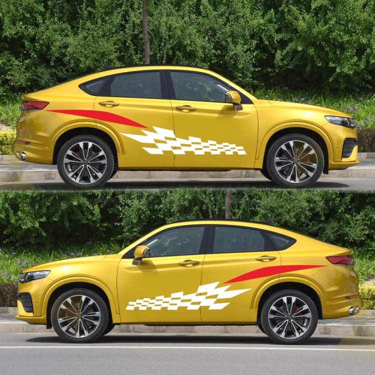 2 PCS/Set D-538 Checkered Totem Pattern Car Modified Decorative Sticker(White+Red) - Decorative Sticker by PMC TechLife | Online Shopping South Africa | PMC TechLife | Buy Now Pay Later Mobicred