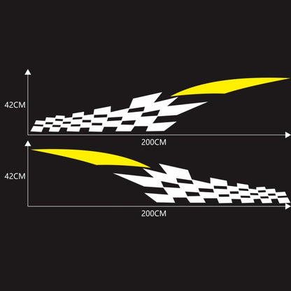 2 PCS/Set D-538 Checkered Totem Pattern Car Modified Decorative Sticker(White+Yellow) - Decorative Sticker by PMC Jewellery | Online Shopping South Africa | PMC Jewellery | Buy Now Pay Later Mobicred