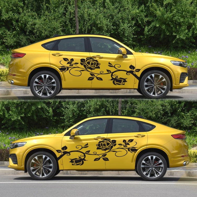 2 PCS/Set D-545 Rose Pattern Car Modified Decorative Sticker(Black) - Decorative Sticker by PMC TechLife | Online Shopping South Africa | PMC TechLife | Buy Now Pay Later Mobicred