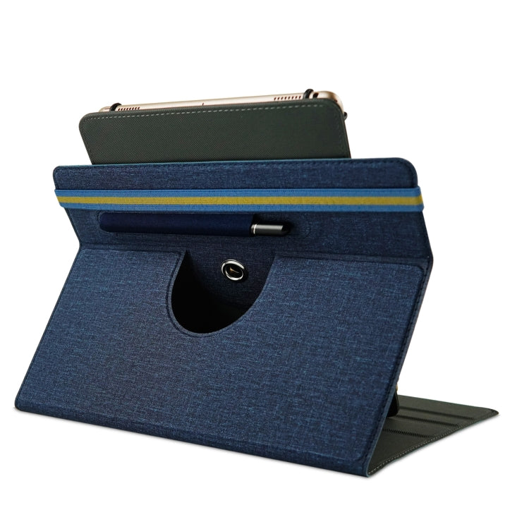 For 10 inch Cloth Texture 360 Rotation Horizontal Flip Universal Tablet PC Leather Case with Pen Slot(Blue) - 10 - 11 inch by PMC TechLife | Online Shopping South Africa | PMC TechLife | Buy Now Pay Later Mobicred