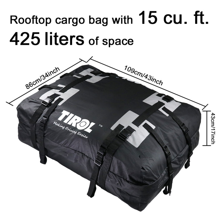 TIROL T24528 15 Cubic Foot Car Universal Rainproof Roof Luggage Outdoor Camper Roof Bag - Roof Racks by PMC Jewellery | Online Shopping South Africa | PMC Jewellery | Buy Now Pay Later Mobicred
