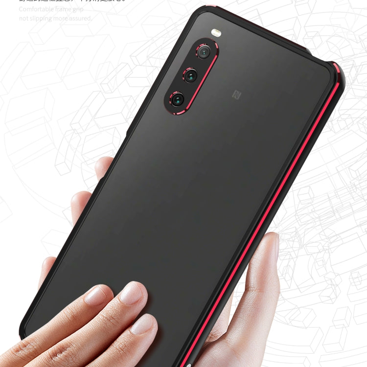 For Sony Xperia 10 ��� Aurora Series Lens Protector + Metal Frame Protective Phone Case(Black+Purple) - Sony Cases by PMC TechLife | Online Shopping South Africa | PMC TechLife | Buy Now Pay Later Mobicred