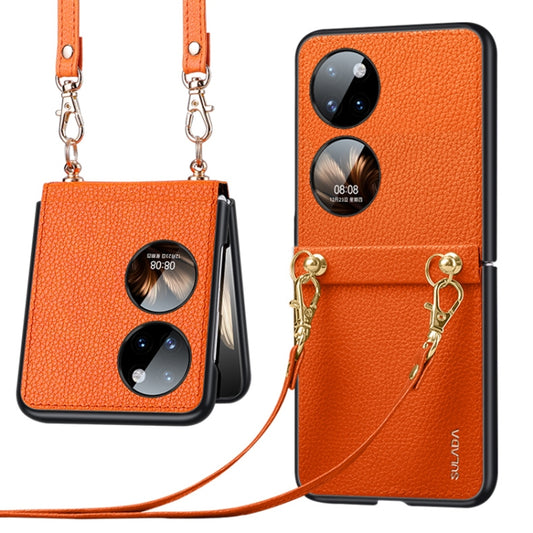 For Huawei P50 Pocket SULADA Litchi Texture Leather + TPU Phone Case with Strap(Orange) - Huawei Cases by SULADA | Online Shopping South Africa | PMC Jewellery | Buy Now Pay Later Mobicred