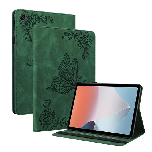 For OPPO Pad Air Butterfly Flower Embossed Leather Tablet Case(Green) - OPPO by PMC Jewellery | Online Shopping South Africa | PMC Jewellery | Buy Now Pay Later Mobicred