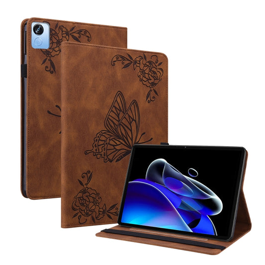 For Realme Pad X Butterfly Flower Embossed Leather Tablet Case(Brown) - Realme by PMC Jewellery | Online Shopping South Africa | PMC Jewellery | Buy Now Pay Later Mobicred