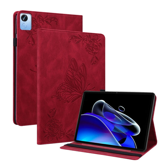 For Realme Pad X Butterfly Flower Embossed Leather Tablet Case(Red) - Realme by PMC Jewellery | Online Shopping South Africa | PMC Jewellery | Buy Now Pay Later Mobicred