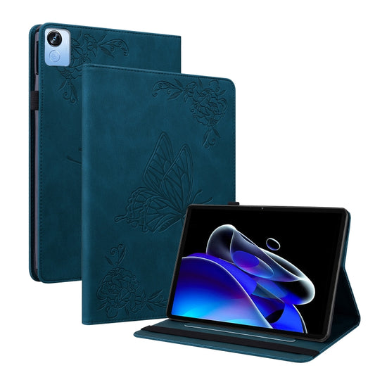 For Realme Pad X Butterfly Flower Embossed Leather Tablet Case(Blue) - Realme by PMC Jewellery | Online Shopping South Africa | PMC Jewellery | Buy Now Pay Later Mobicred