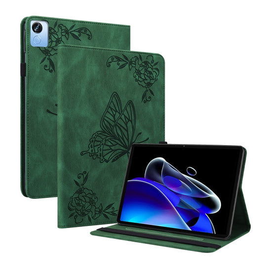 For Realme Pad X Butterfly Flower Embossed Leather Tablet Case(Green) - Realme by PMC Jewellery | Online Shopping South Africa | PMC Jewellery | Buy Now Pay Later Mobicred