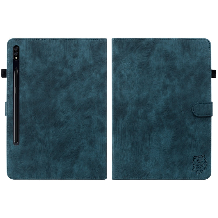 For Samsung Galaxy Tab S9 Tiger Pattern Flip Leather Tablet Case(Dark Blue) - Galaxy Tab S9 Cases by PMC Jewellery | Online Shopping South Africa | PMC Jewellery | Buy Now Pay Later Mobicred