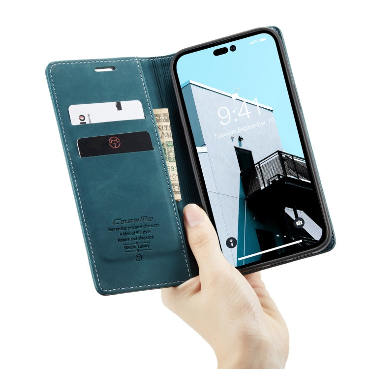 For iPhone 14 Pro CaseMe-013 Multifunctional Retro Frosted Leather Phone Case(Blue) - iPhone 14 Pro Cases by CaseMe | Online Shopping South Africa | PMC Jewellery | Buy Now Pay Later Mobicred