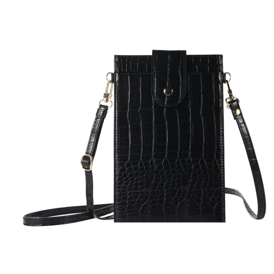 Stone Texture Card Holder Mobile Phone Bag with Long Strap(Black) -  by PMC Jewellery | Online Shopping South Africa | PMC Jewellery | Buy Now Pay Later Mobicred