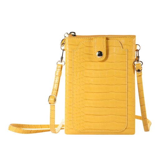 Stone Texture Card Holder Mobile Phone Zipper Bag with Long Strap(Yellow) -  by PMC Jewellery | Online Shopping South Africa | PMC Jewellery | Buy Now Pay Later Mobicred