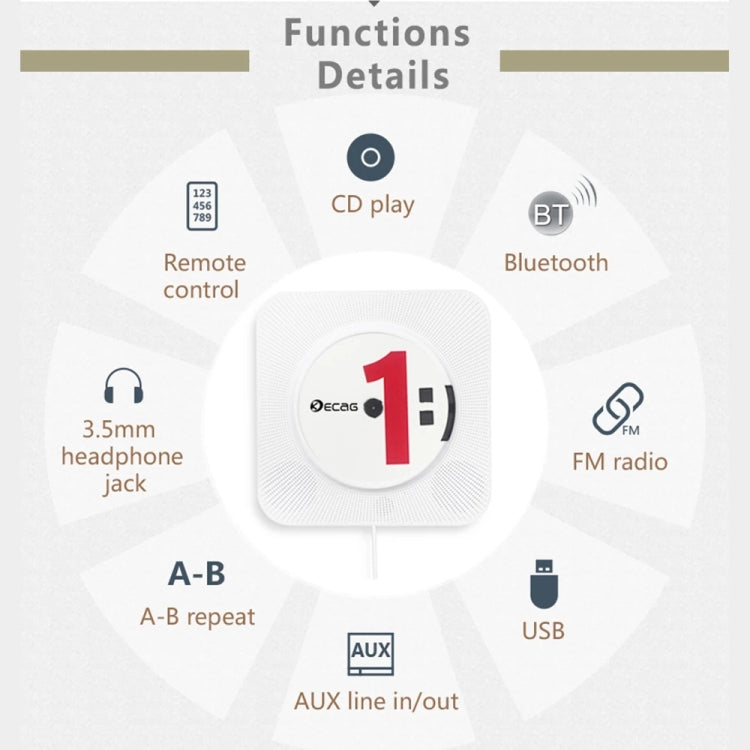 Kecag KC-808 6W Wall Mounted Bluetooth CD Player(Pink) - free shipping - PMC TechLife - Order now!