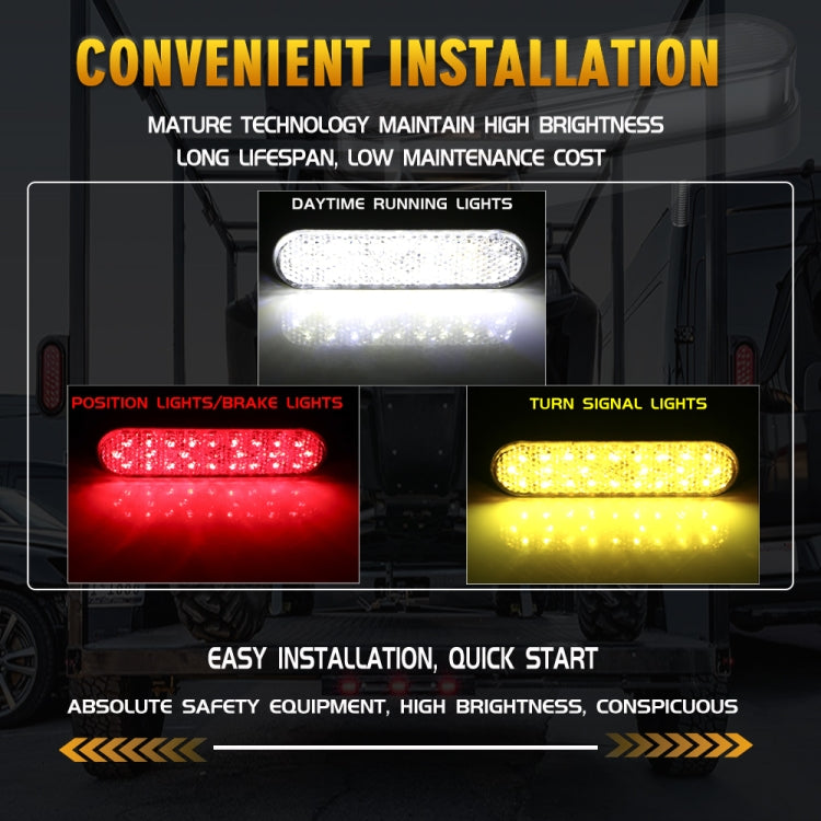 2 PCS 24LED Reflector Brake Light Turn Signal Light(White Shell Yellow Light) - Turn Signal by PMC TechLife | Online Shopping South Africa | PMC TechLife | Buy Now Pay Later Mobicred