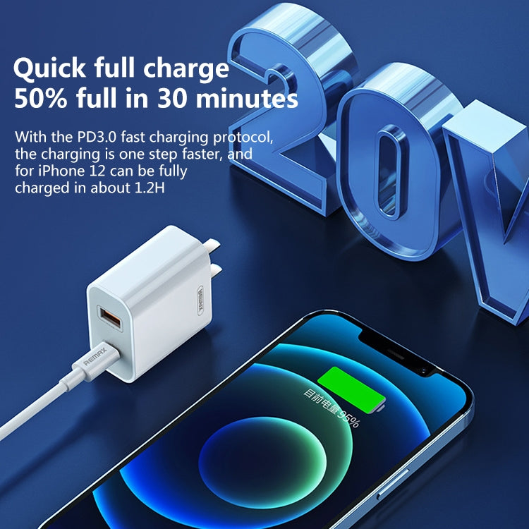 REMAX RP-U68 20W USB+USB-C/Type-C Dual Interface Fast Charger Set, Specification:EU Plug(White) - free shipping - PMC Jewellery - Order now!