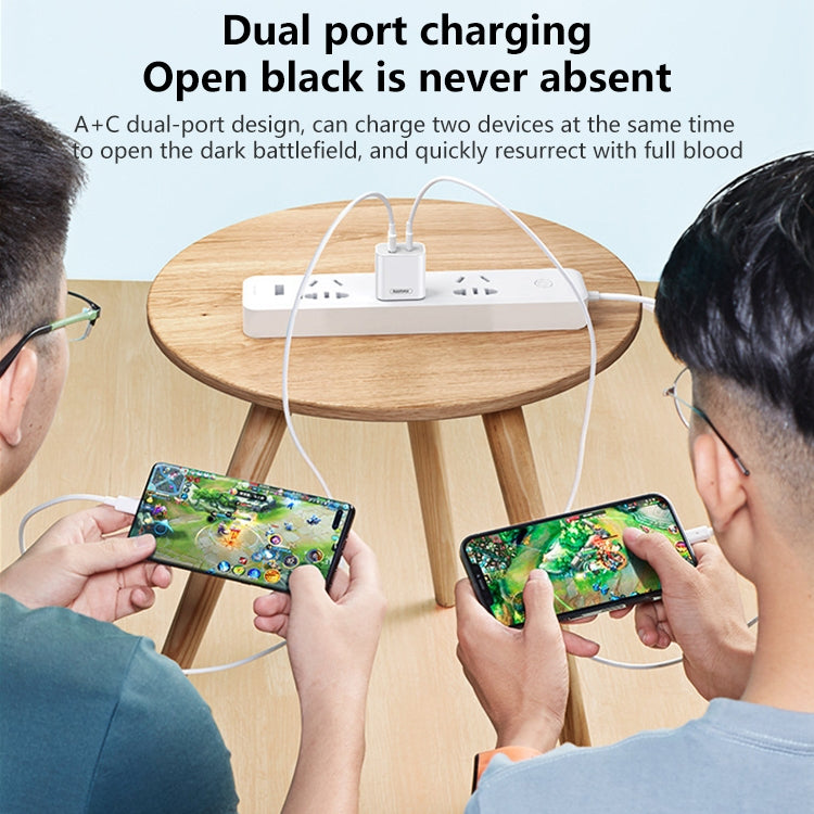 REMAX RP-U68 20W USB+USB-C/Type-C Dual Interface Fast Charger Set, Specification:EU Plug(White) - free shipping - PMC Jewellery - Order now!