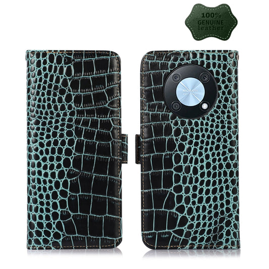 For Huawei Nova Y90/Enjoy 50 Pro Crocodile Top Layer Cowhide Leather Phone Case(Green) - Huawei Cases by PMC Jewellery | Online Shopping South Africa | PMC Jewellery | Buy Now Pay Later Mobicred