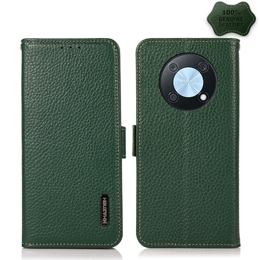 For Huawei nova Y90 / Enjoy 50 Pro KHAZNEH Litchi Texture RFID Genuine Leather Phone Case(Green) - Huawei Cases by PMC Jewellery | Online Shopping South Africa | PMC Jewellery | Buy Now Pay Later Mobicred