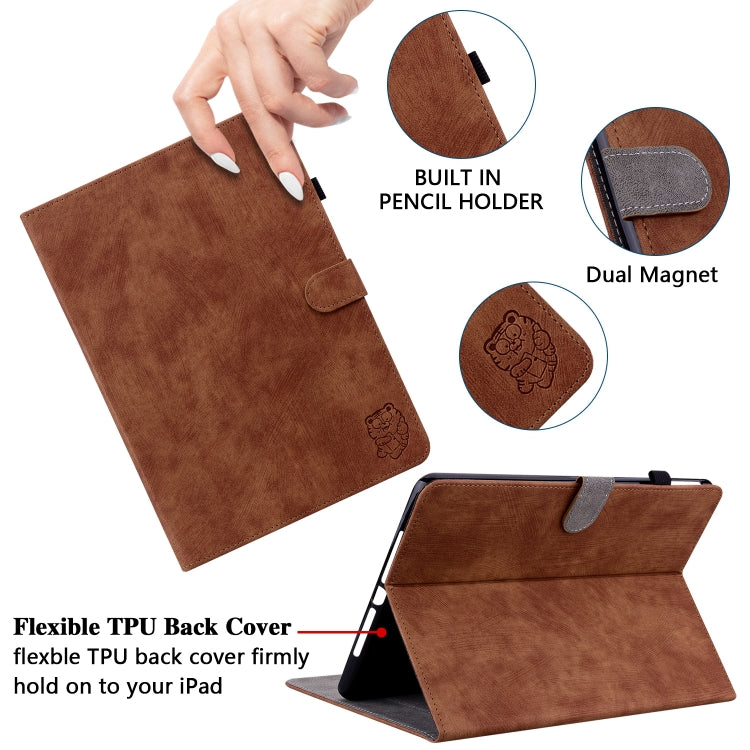 For Nokia T10 Tiger Pattern PU Tablet Case(Brown) - Nokia by PMC TechLife | Online Shopping South Africa | PMC TechLife | Buy Now Pay Later Mobicred