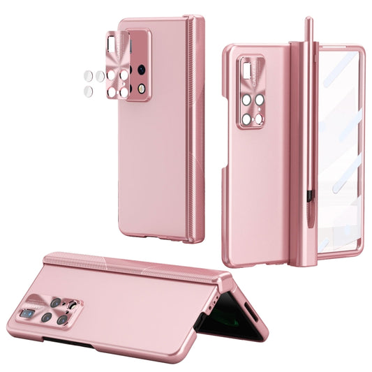 For Huawei Mate X2 Electroplating Hinged Folding Phone Case with S Pen Fold Edtion(Pink) - Huawei Cases by PMC Jewellery | Online Shopping South Africa | PMC Jewellery | Buy Now Pay Later Mobicred