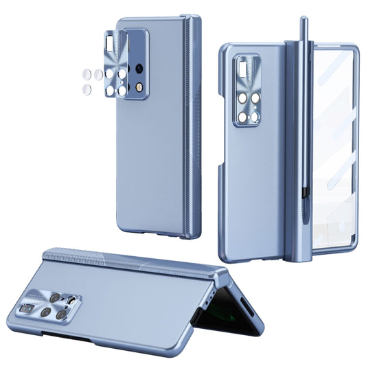 For Huawei Mate X2 Electroplating Hinged Folding Phone Case with S Pen Fold Edtion(Blue) - Huawei Cases by PMC Jewellery | Online Shopping South Africa | PMC Jewellery | Buy Now Pay Later Mobicred