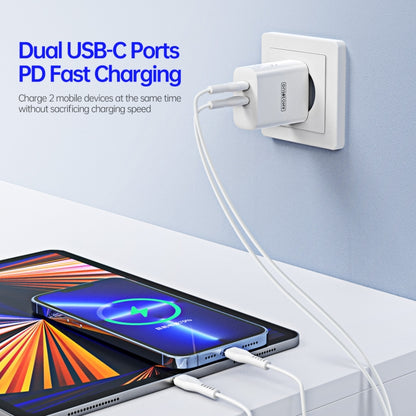 DUZZONA T4 PD 35W Dual Type-C Ports Travel Charger, Plug Type:EU Plug(White) - USB Charger by DUZZONA | Online Shopping South Africa | PMC Jewellery | Buy Now Pay Later Mobicred