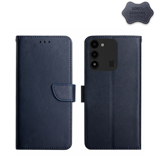 For Tecno Spark Go 2022 Genuine Leather Fingerprint-proof Horizontal Flip Phone Case(Blue) - Tecno Cases by PMC Jewellery | Online Shopping South Africa | PMC Jewellery | Buy Now Pay Later Mobicred